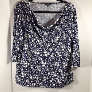Talbots 1XP top navy & white NWT